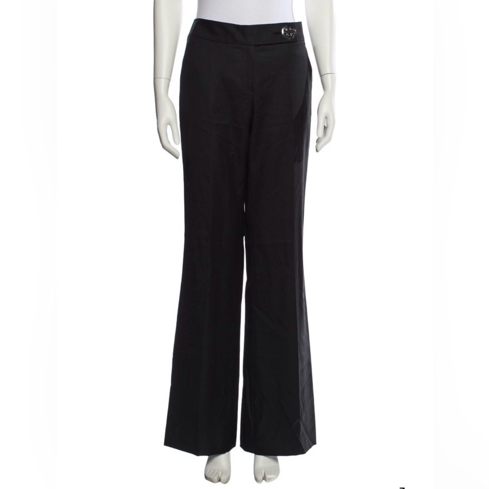 Tory Burch wool blend black wide leg trousers. Size 12. Pre-Owned Condition-Good